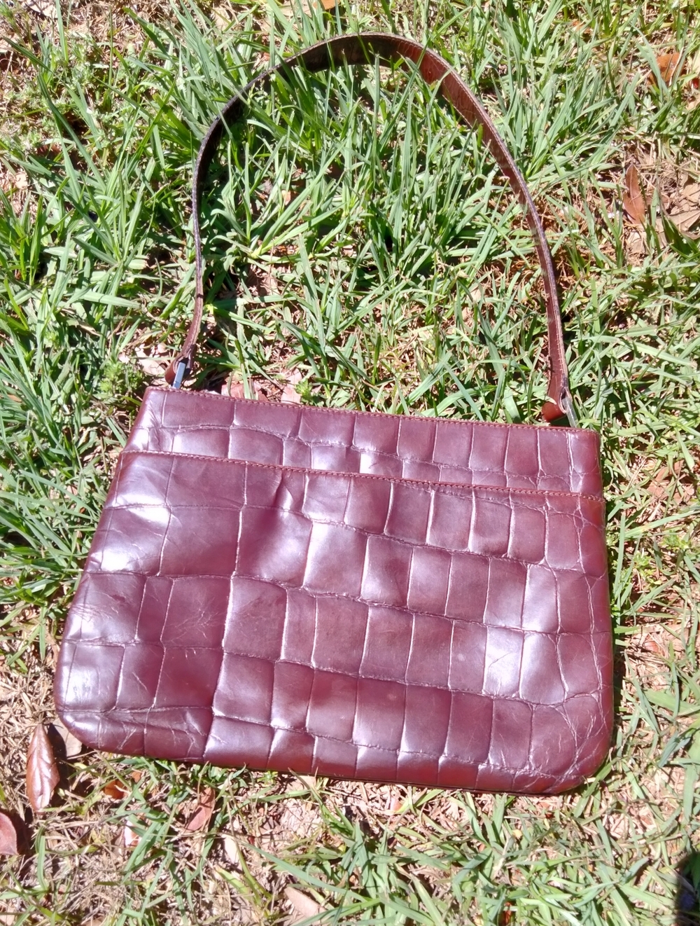 Dark Brown Vintage Joan&David Crocadile Purse
